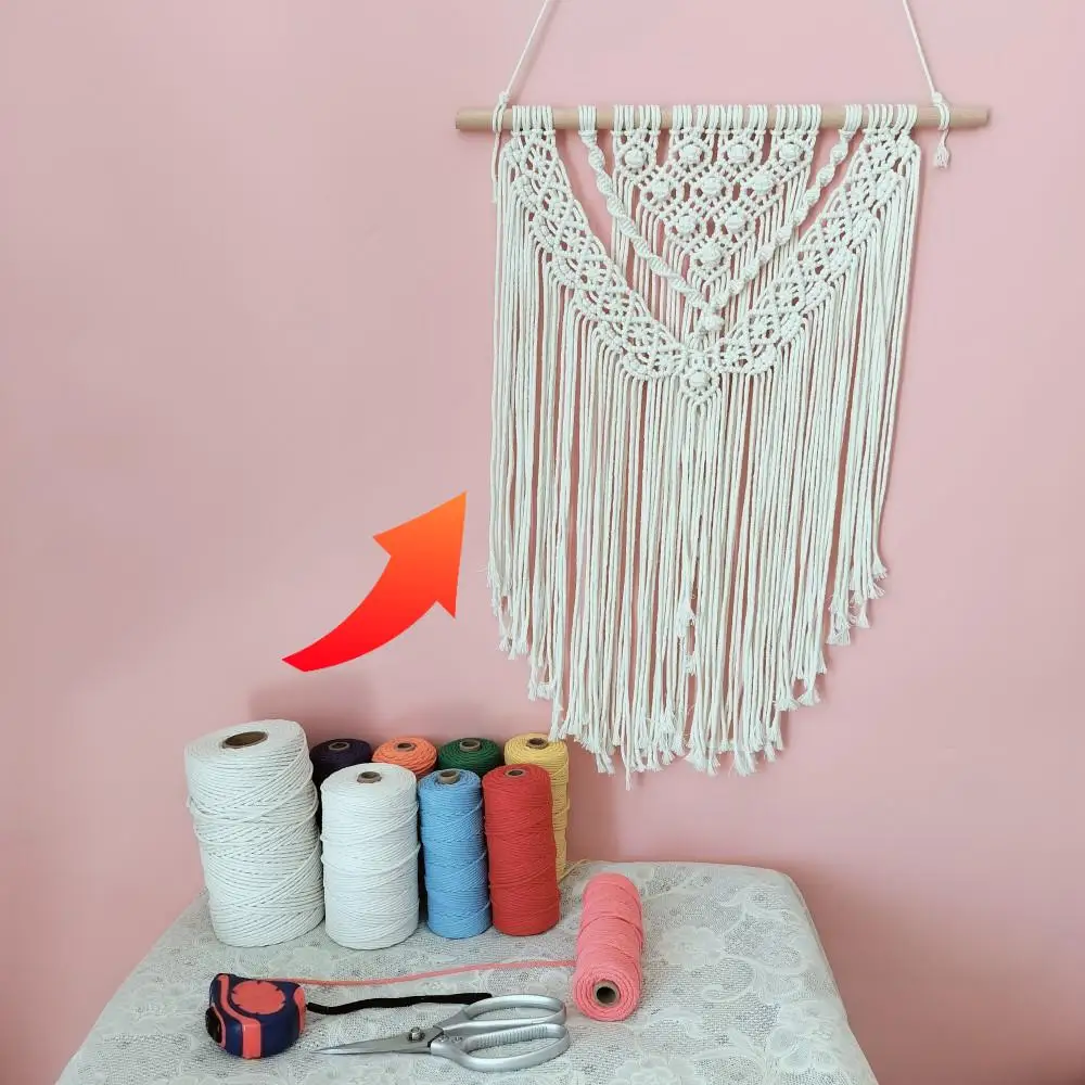 

Versatile Colors Cotton Cords 3mm 200 Meters Macrame Rope Boho Berry Patterns Macrame Tapestry Making Material With PDF Tutorial