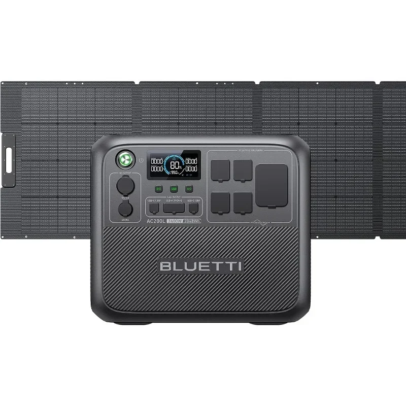 BLUETTI Portable Power Station AC200L with 350W Solar Panel Included, 2048Wh LiFePO4 Battery Backup w/ 4 2400W AC Outlets