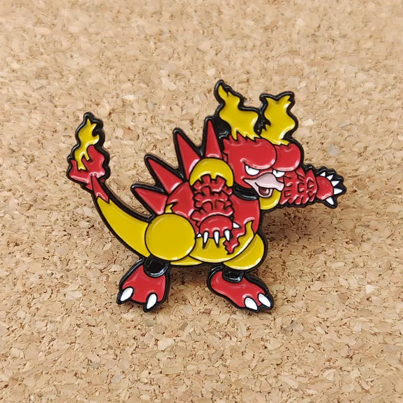 Pokemon Magmar Enamel Pin Brooch for Women Cartoon Lapel Pins Badges on Backpack Clothing Accessories Jewelry Fans Gift