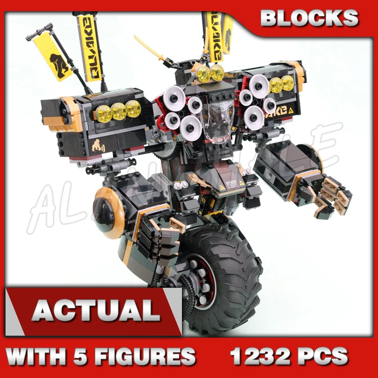 1232pcs Shinobi Cole’s Uni-wheel Quake Mech Shoulder Loudspeakers Soundwave 10800 Building Block Toys Compatible with Model