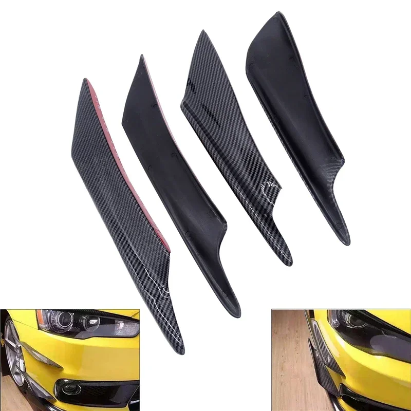 4 قطعة/المجموعة سيارة العالمي الجبهة الوفير الجانب الخارجي المفسد كانار تقليم الجبهة حافة مصد السيارة ديكور زعانف الناشر سيارة الجسم التصميم ديكور #6