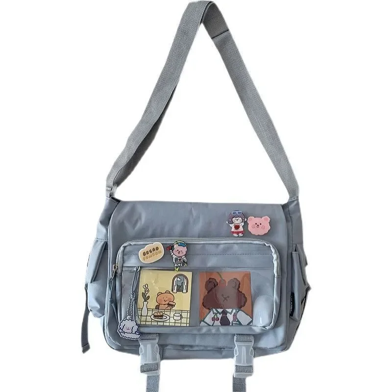 Large Capacity Student Class Crossbody Canvas Bag Women's Versatile New Japanese Harajuku Solid Color Mailman Shoulder Tote Bag view 4