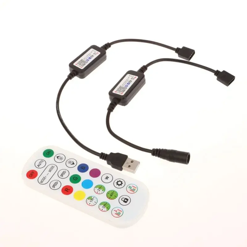 1 Juego de conector de tira de luz LED de colores RGB para Control de aplicación DC USB 5V-24V música cinta de luz colorida Mini controlador Bluetooth