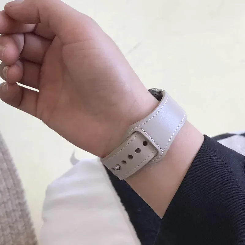 

Pop 20/22mm Leather Band Strap For Samsung Watch 7/6/4/5 40 44mm 43mm Pro 45mm Bracelet For Galaxy Watch 4 Classic/Active 2/3 46