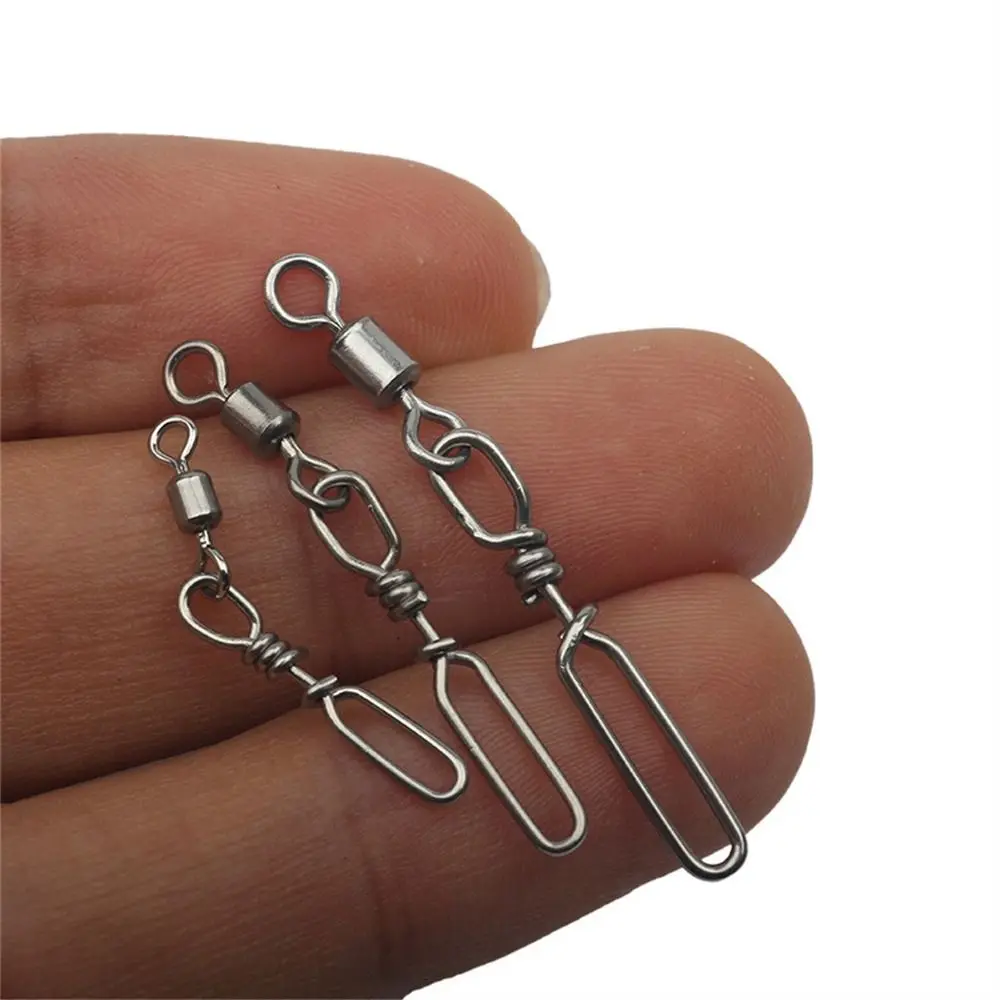 10Pcs Snap Rolling Fishing Swivels Stainless Steel Ball Bearing Fishing Connector Pin Rust-Proof High Strength Saltwater