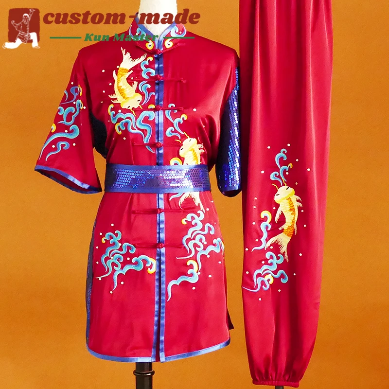 Custom Martial Arts Uniform Kung Fu Suit with Dragon Embroidery Southern Fist Long Fist Reinforced for KungFu Forms Competition