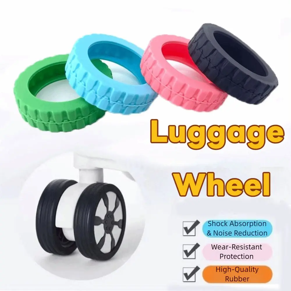 8Pcs Thicken Silicone Luggage Wheel Cover Wear Resistant Noise Reduction Luggage Wheels Protector Universal