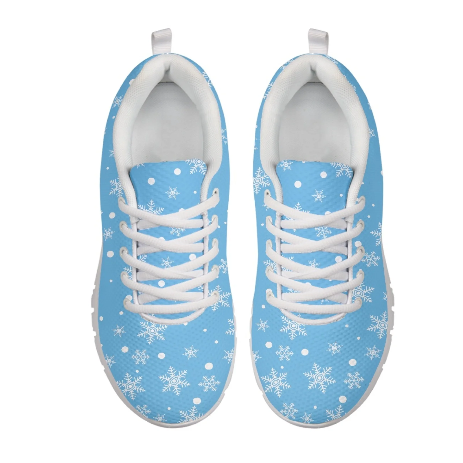 Coloranimal Light Blue Snowflake Womens Athletic Walking Sneakers Breathable Lightweight Men's Running Shoes for Travel