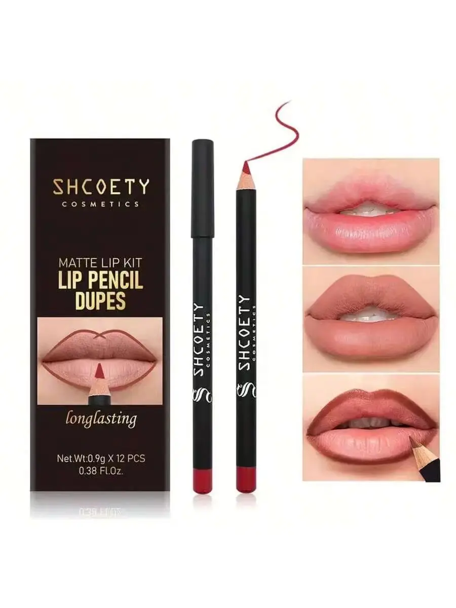 SHCOETY Europe and America cross-border 12 color matte mouth red lip pencil set nude color durable color makeup - view 5