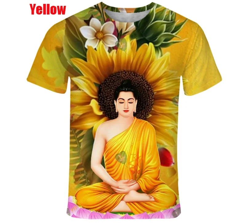 3D Buddha Shakyamuni Printing T Shirt For Men Round Neck Short Sleeve Kid Cool Buddhist Faith Tops T Shirts Harajuku Clothes Tee