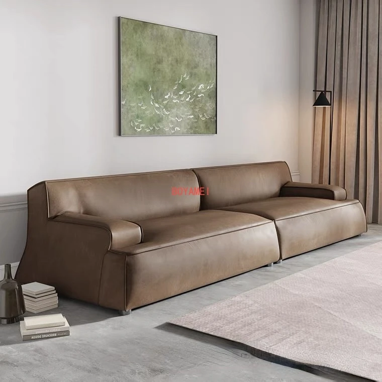 Italian minimalist Baxter Damascus designer living room sofa leather frosted Technology cloth four seat sofa