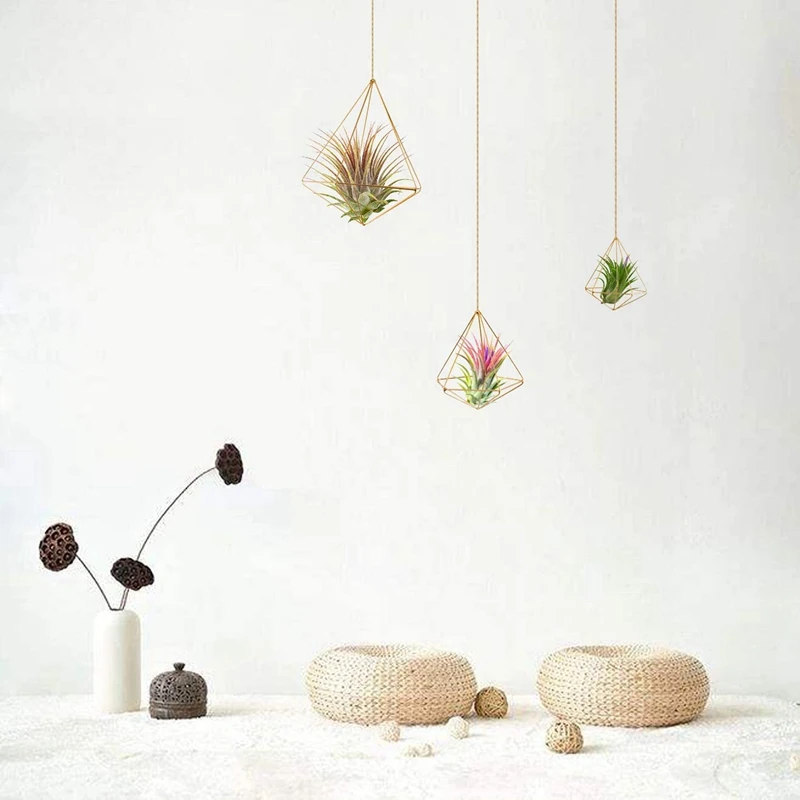 15 Packs Air Plant Holder Mini Metal Tabletop Himmeli Decor Modern Geometric Planter Tillandsia Air Fern Display Stand