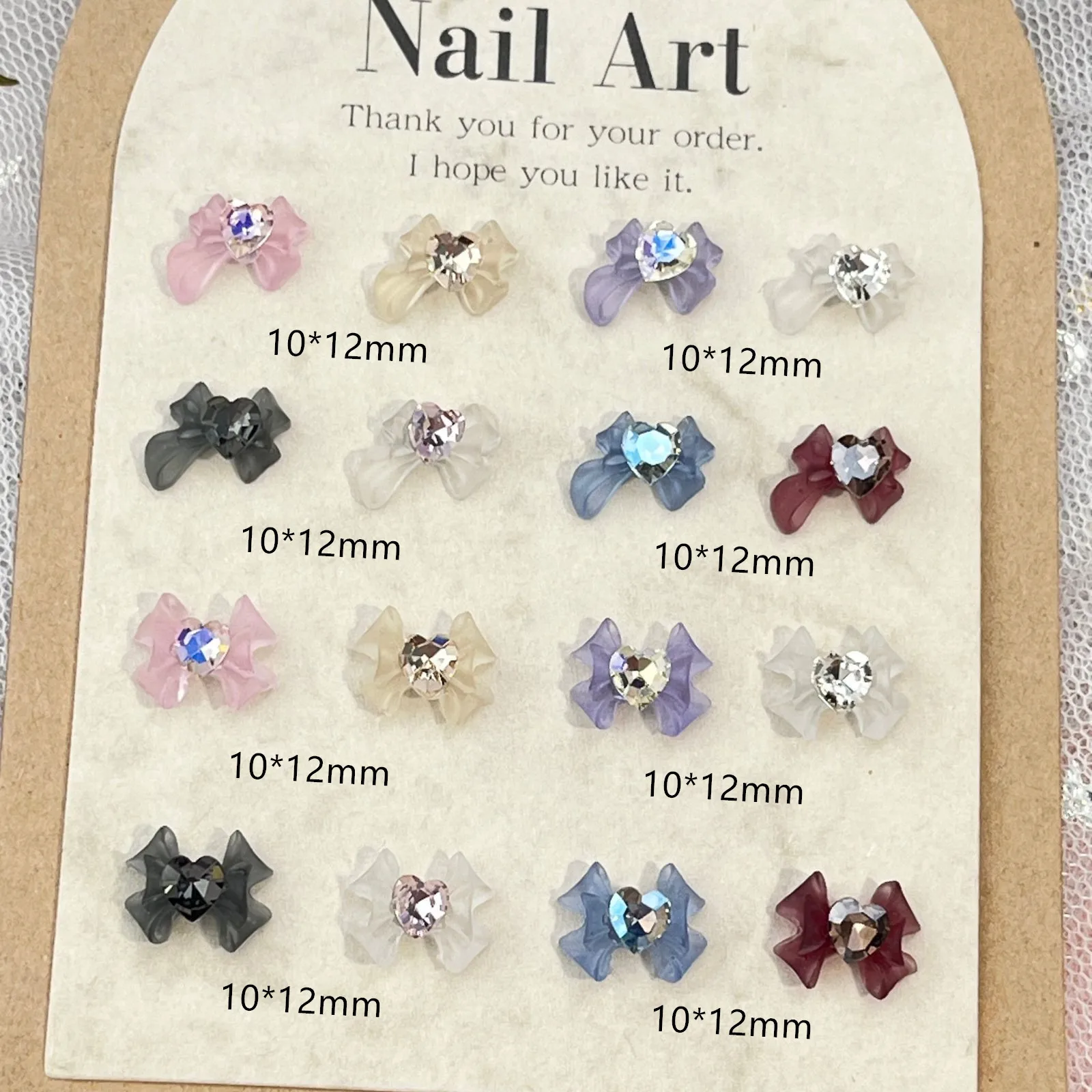 10Pcs Heart Butterfly Nail Art Jewelry Crystal Matte Swarovski Diamond K9 Love Bow DIY Nail Accessory