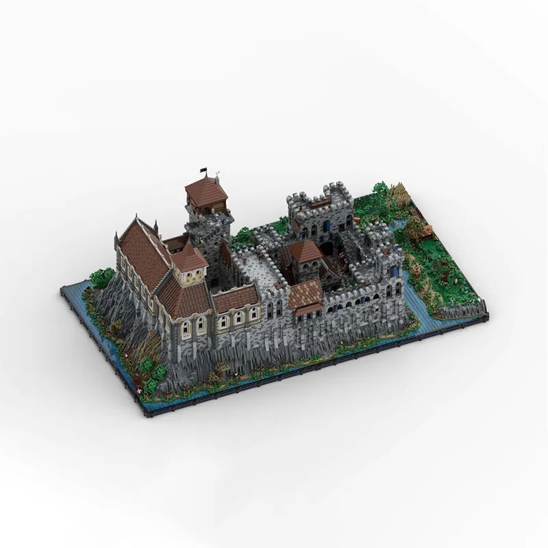Moc Model architektury Cegła Średniowieczny zamek Technologia Modułowe klocki Prezent Zabawki świąteczne Zestaw DIY Montaż