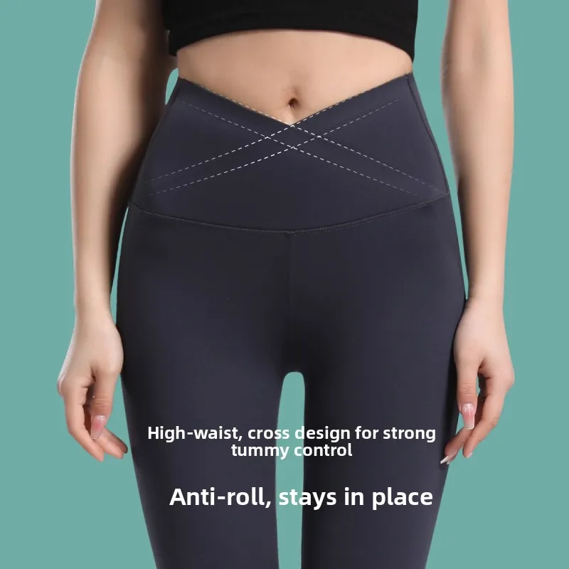 女性用アーキスキンヨガパンツ 薄手レギンス 腹部リフティング ヒップアップ 美脚効果 プレーン スリムフィット ベースレイヤー アウターウェア