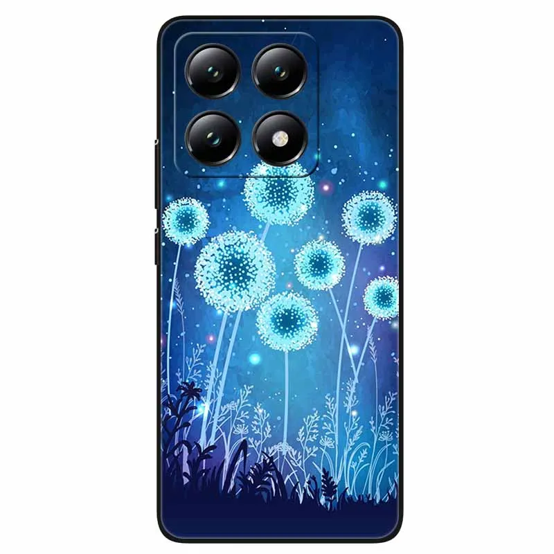 Phone Cover for Xiaomi 14T Pro Case Flowers Printing Silicon Soft TPU Coque for Xiaomi 14T Back Shells Covers 14 t Black Bumpers