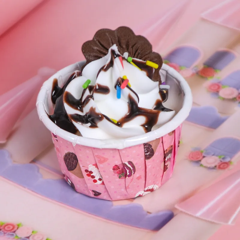 6pcs Simulation Ice Cream Model Fake Ice Cream Fruit Sundae Cup Dessert Shop Window Display Decor