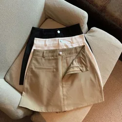 Y2K Cargo Mini Skirts Women Fashion High Waist Solid Slim A Line Skirts Korean Streetwear Hot Girls All-match Short Skirts New