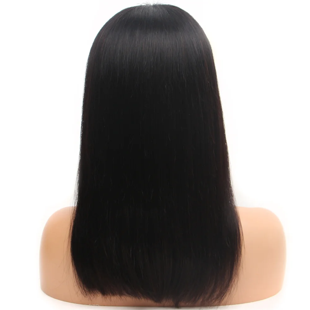 Peluca de cabello humano liso para mujer, postizo de encaje Frontal transparente, 5x5x1, 10, 12, 14 y 16 pulgadas, prearrancado con pelo de bebé