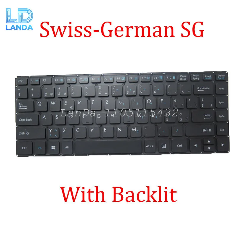 

Клавиатура для ноутбука с/без подсветки для Getac V138418CS1 V00 SG-RO 531087680984, швейцарский SG, черный, без рамки, новинка