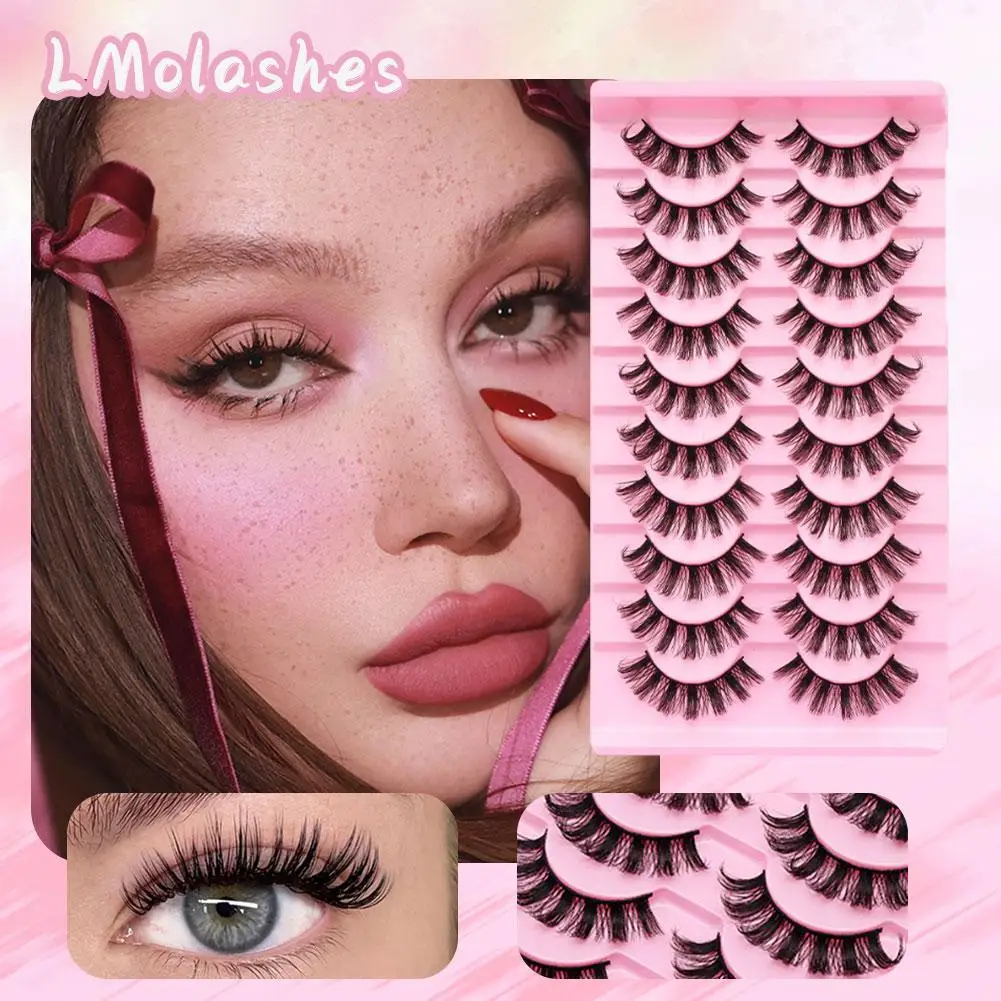 DD Krul Dikke Natuurlijke Valse Wimpers - 10 Paar Zachte Lichtgewicht Piekerige Wimpers Pluizig Volume Oogmake-up Tool