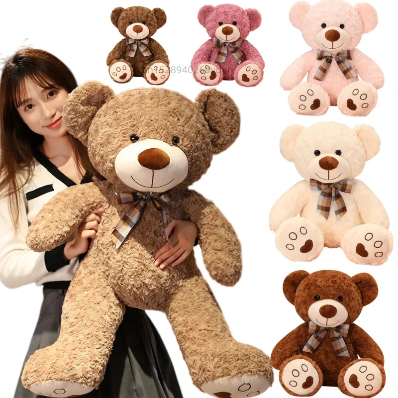 Adorable Cute Bear Plush Toys Kawaii Bow Tie Bear Plushie Pillow Stuffed Soft Dolls Valentine Xmas Girls for Lover Gifts Decor