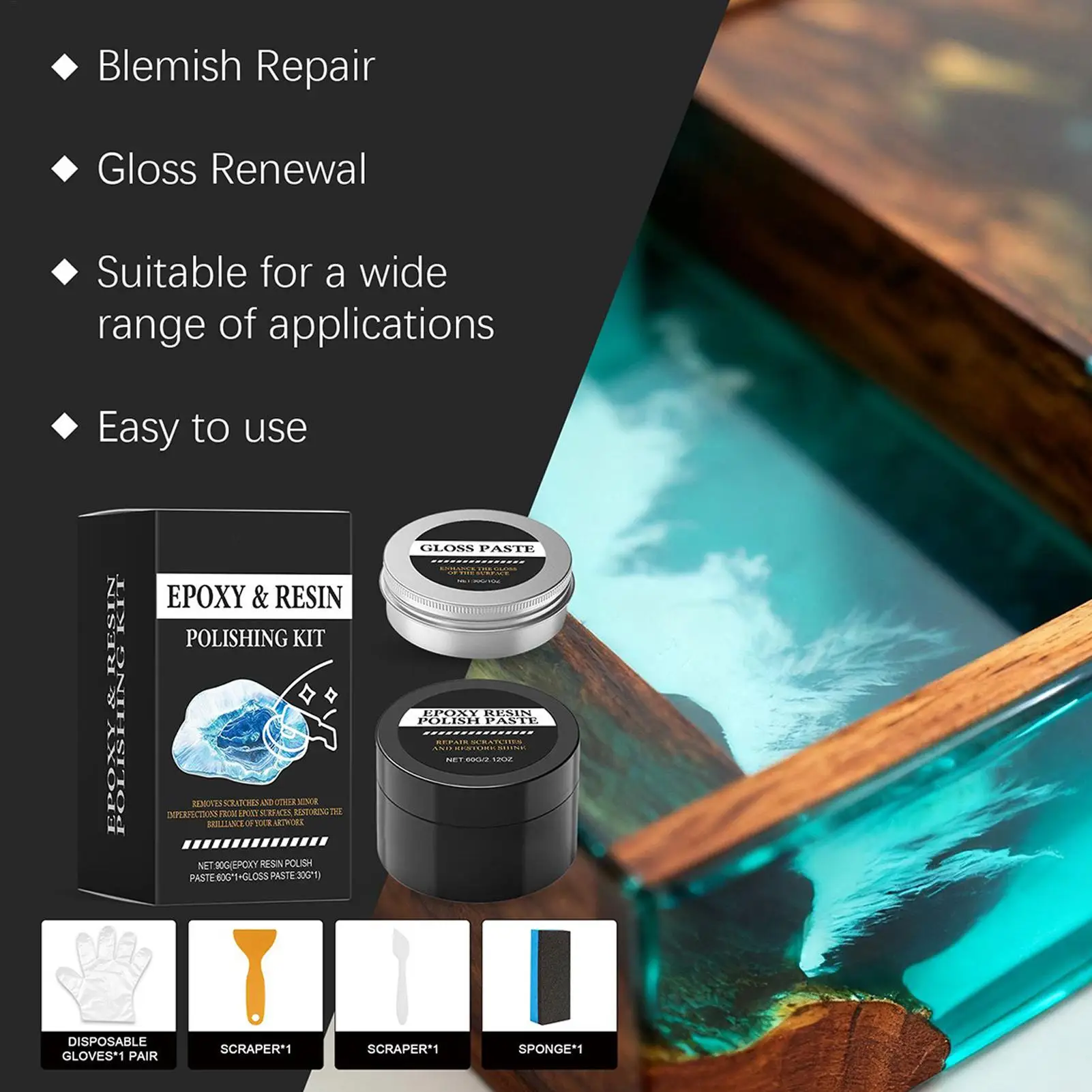 Resin Polishing Kit Multifunctional Rubbing Compound Resin Polishing Compound Remove Scratches From Epoxy Projects For Counters