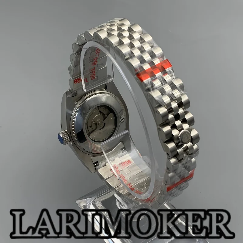 LARIMOKER 31mm Women's NH15 Silver Mechanical Watch Roman Numeral Gear Bezel Green Brown Dial Sapphire Steel Diving Watch