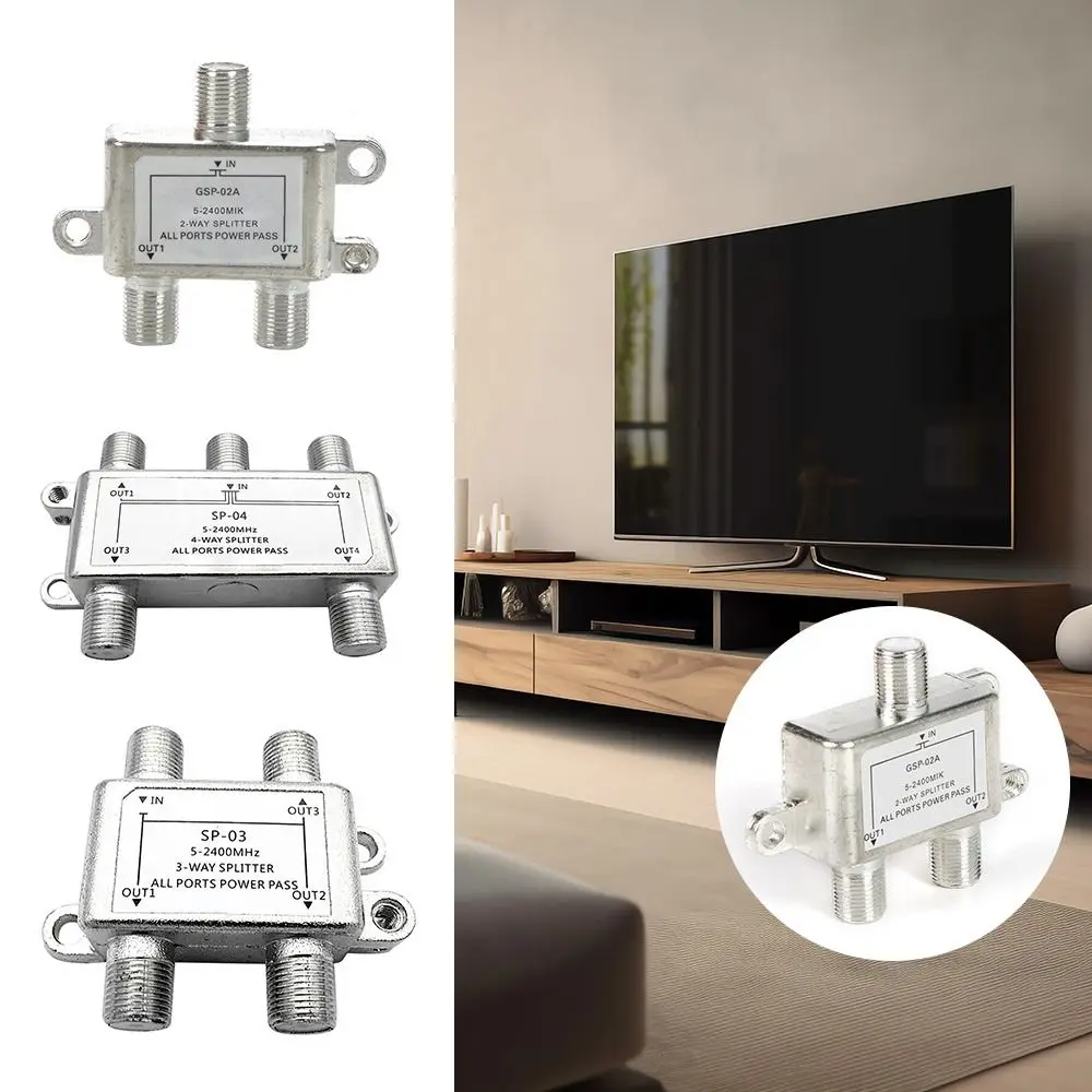 5 to 2400MHz 2/3/4 Way TV Antenna Satellite Splitter Coaxial Cable Antenna Cable Signal Splitter F-type Socket Female Connector