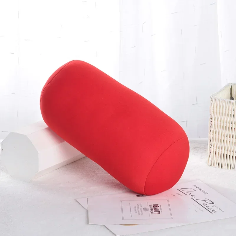 Cylindrical Pillow Micro Mini Microbead Back Cushion Roll Pillow Head Convenient Travel Pillow Bed Decoration