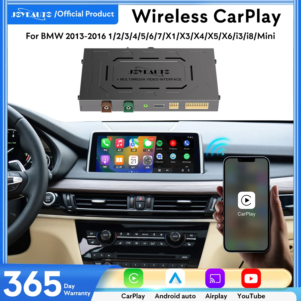 JoyeAuto Wireless Apple CarPlay Android Auto Retrofit Decoder for BMW NBT 2013-2016 2/3/4/5/6/7/X1/X3/X4/X5/Mini YouTube&Netflix 