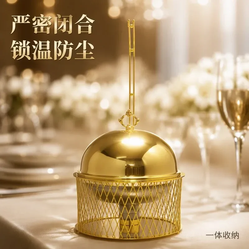 Golden Stainless Steel Alcohol Stove Round Buffet Warmer for Home Hotel Restaurant Luxury Hanging Design Portable Heating