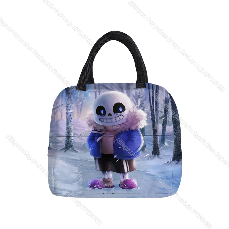 UNDERTALE-Bolsa de almuerzo con aislamiento de Sans y papiro, refrigerador térmico, Bento Box, portador de alimentos, portátil, para viaje, Picnic, almacenamiento de comida