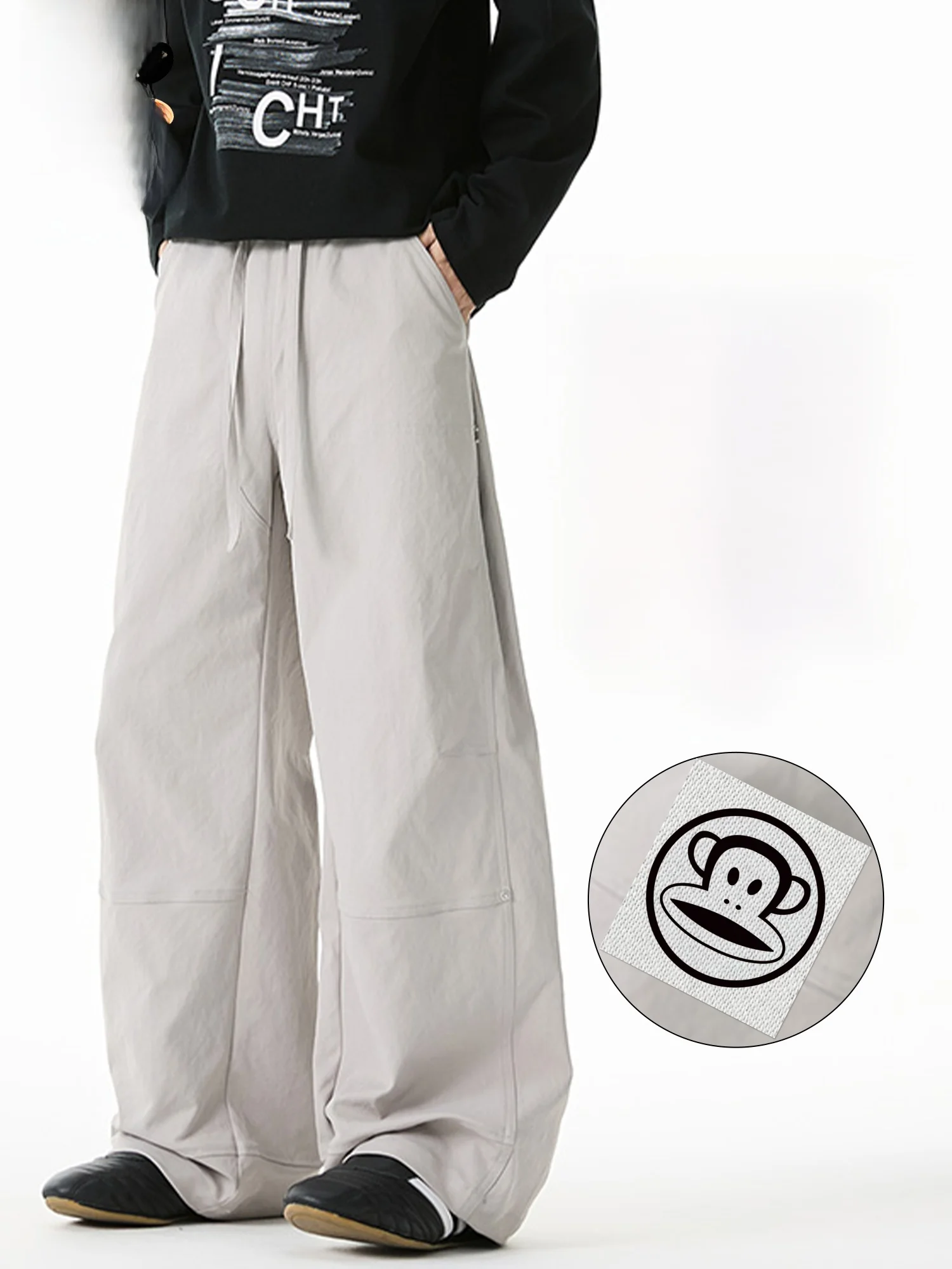 

PaulFrank American Decosition Casual Pants Men's Loose Straight Leg Wide Leg Long Pants Spring 2026 Basic Color Trendy