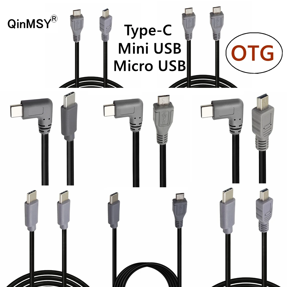 90 stopni kąt prosty USB3.1Type-C OTG do Micro Mini USB OTG z męskiego na męskie Data ładowania kopiowania danych kabel Adapter przewód 25cm 1m