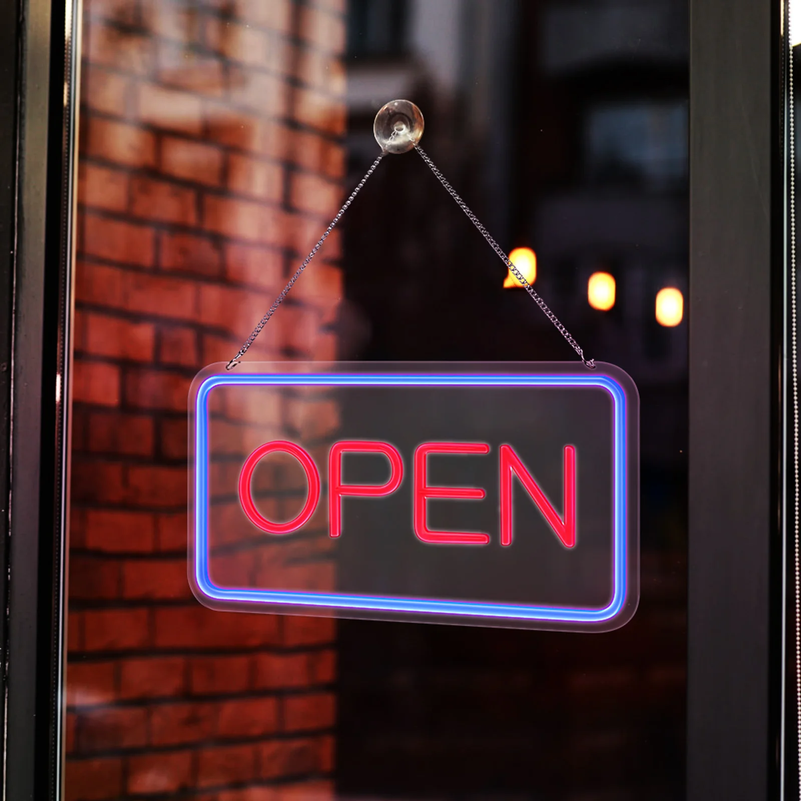 

1 комплект светодиодный открытый знак яркости бизнес неоновый свет подвесная цепочка настенный светильник открытый знак украшение