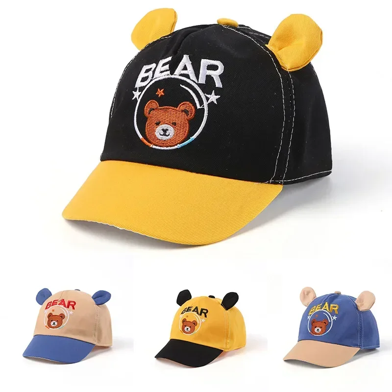 

Cute Cartoon Bear Baby Duck Tongue Cap Baby Boys Girls Sunshade Peaked Hat Soft Cotton Toddler Children Baseball Cap