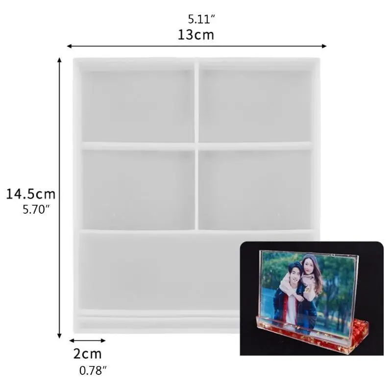 A52E Liebe Rechteck Fotorahmen mit Basis Harz Form Handgefertigte Ornamente Silikonform – Detail 8