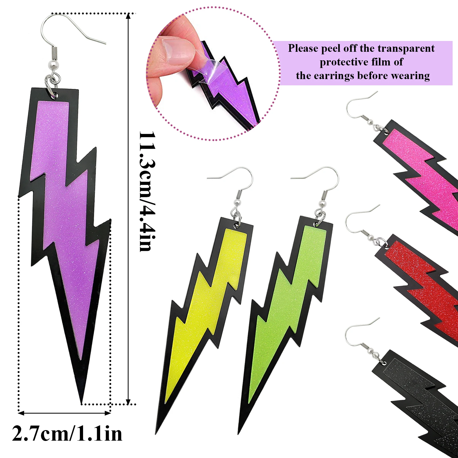 80s 90s Neon Earrings for Women Retro Pendant Acrylic Drop Dangle Ear Jewelry Outfit Glow Party Accessories Valentine\'s Day gift