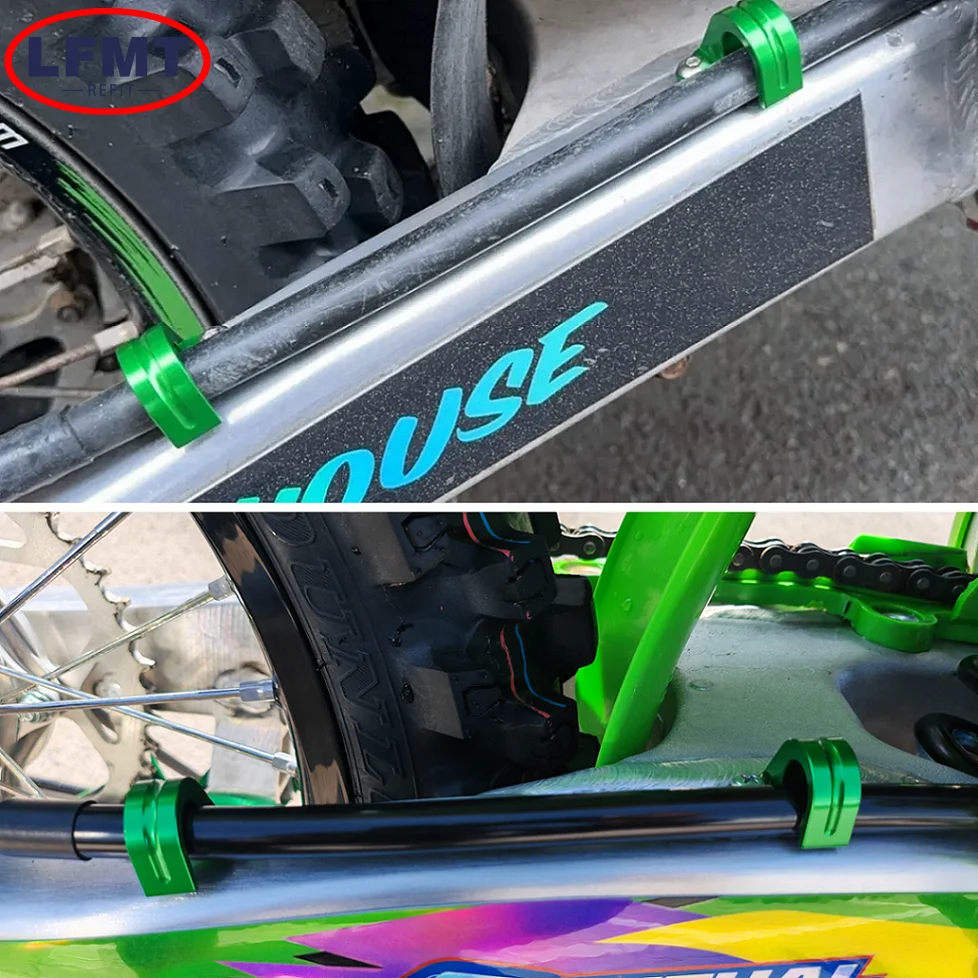 Para Kawasaki KX125 KX250 KX450 KX250F KX450F KX250X KX450X KLX450R accesorios de motocicleta CNC manguera de freno trasero abrazadera de Cable