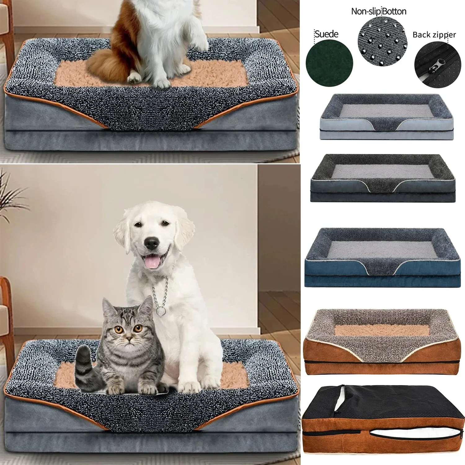 

Dog Bed Soft Pet Sleeping Mat Removable Washable with Zipper for Small Medium Dogs Cats Warm Dog Kennel Cat Nest Pet Supplies