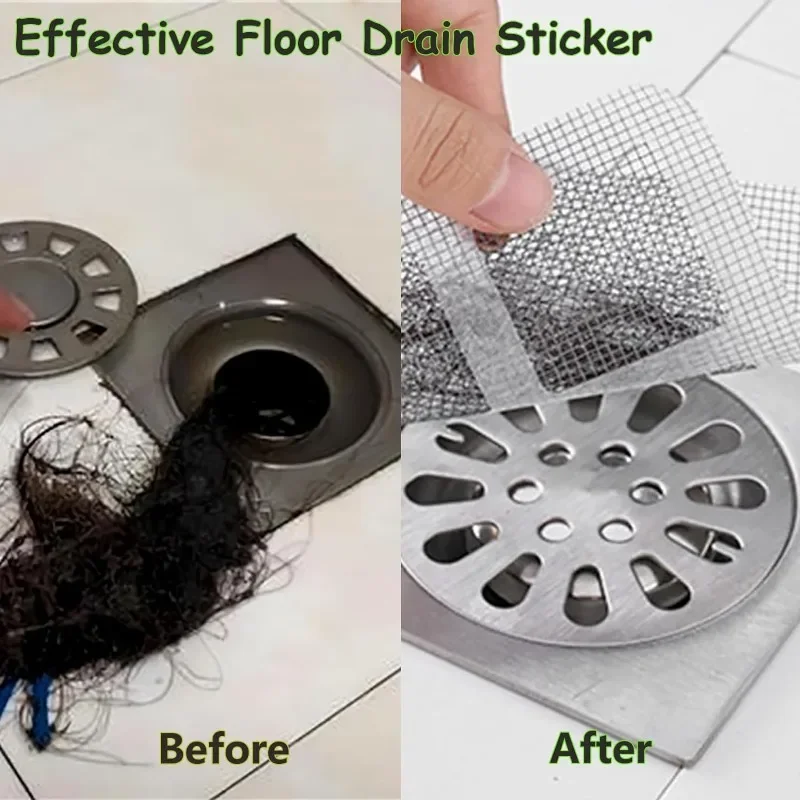 5/50pcs Disposable Shower Drain Hair Catcher Cover Bathroom Sewer Sink Drain Hair Strainer Stopper Bathtubs Mesh Filter Stickers