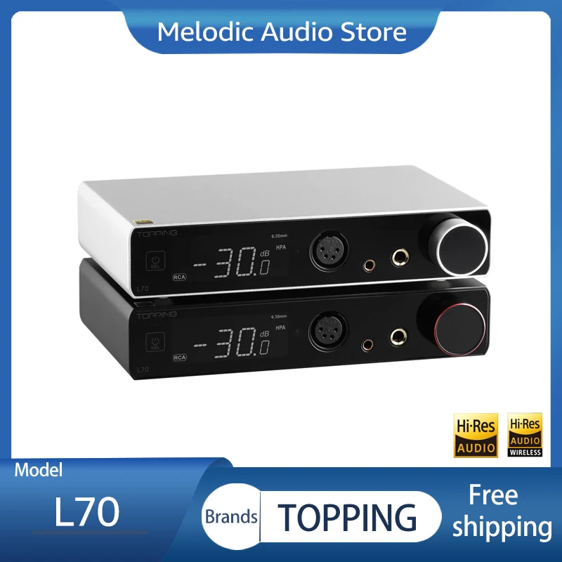 

TOPPING L70 Headphone Amplifier Full Balanced NFCA 4Pin XLR+4.4 Balanced+6.35mm SE Output Preamp Relay Volume Control