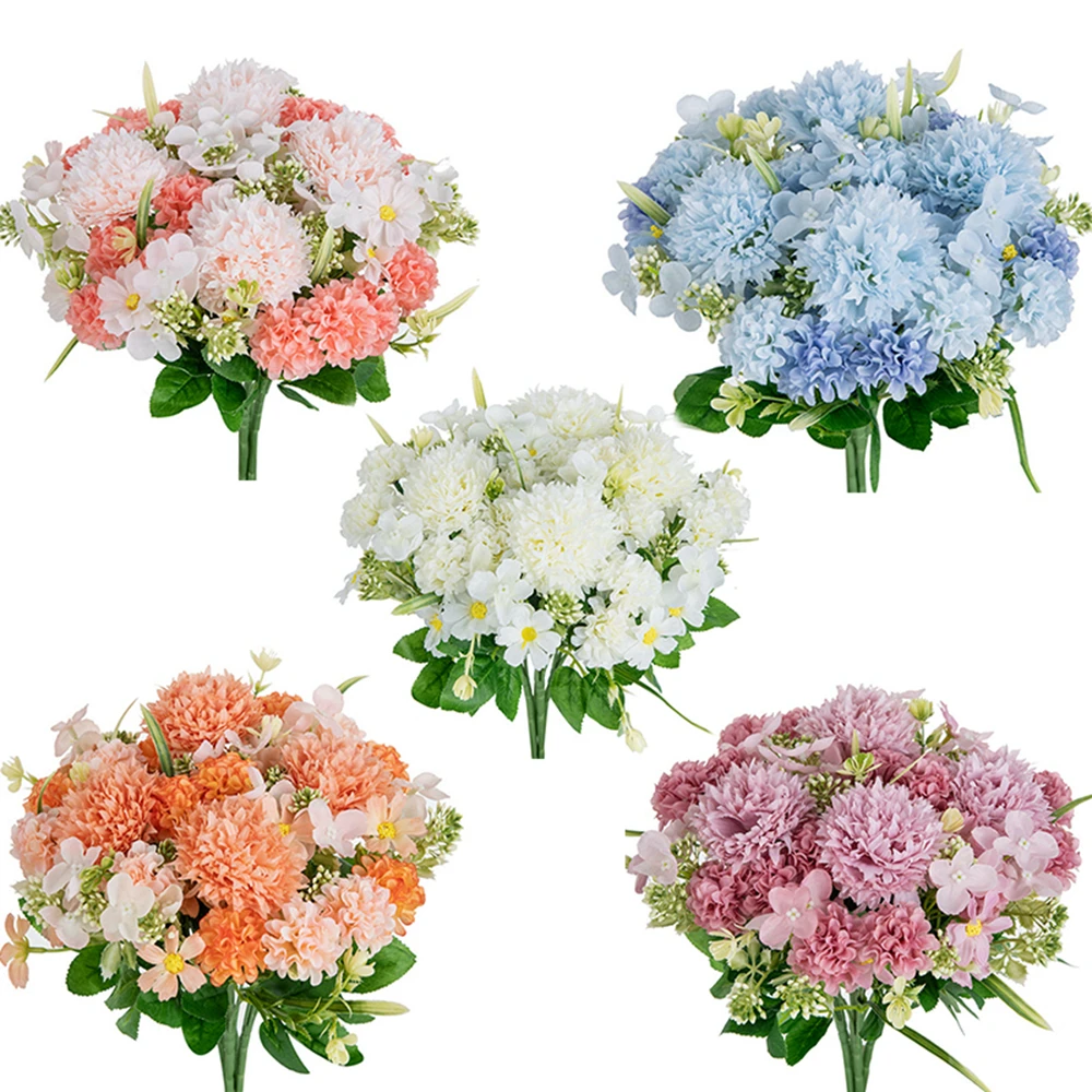 

Artificial Flowers Silk Lilac Ball Chrysanthemum for Wedding Home Christmas Decoration Bride Bouquet DIY Background Wall Decor