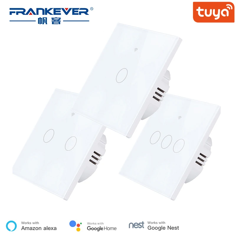 

FrankEver Smart Wifi Switch EU UK 1 2 3 Gang Smart Wall Touch Light Switch Works with Alexa Google Home IFTTT Tuya Smart Life