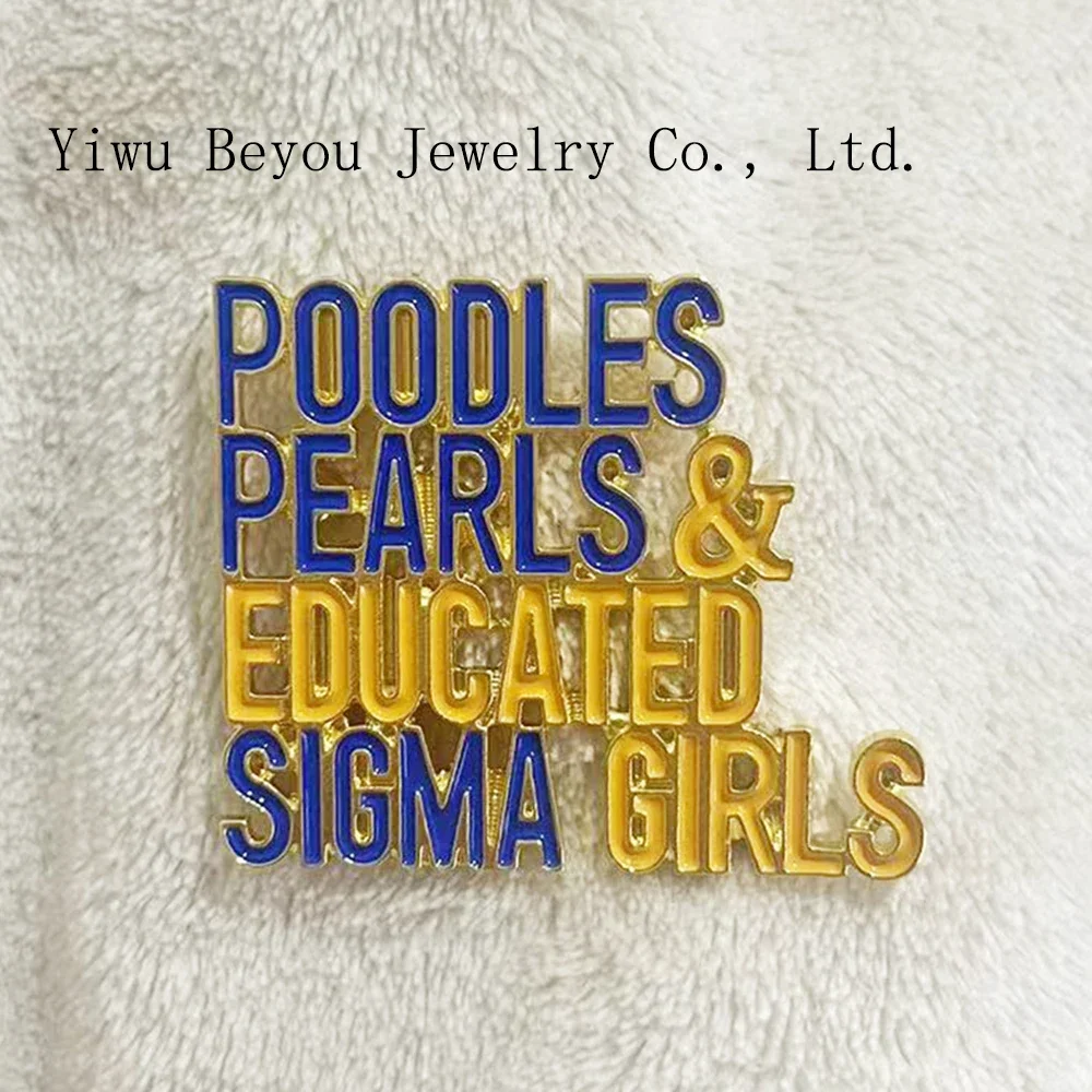 2024 New Association Greek Sorority Poodles Pearls & Educated Sigma Girls Yellow Blue Lapel Pin
