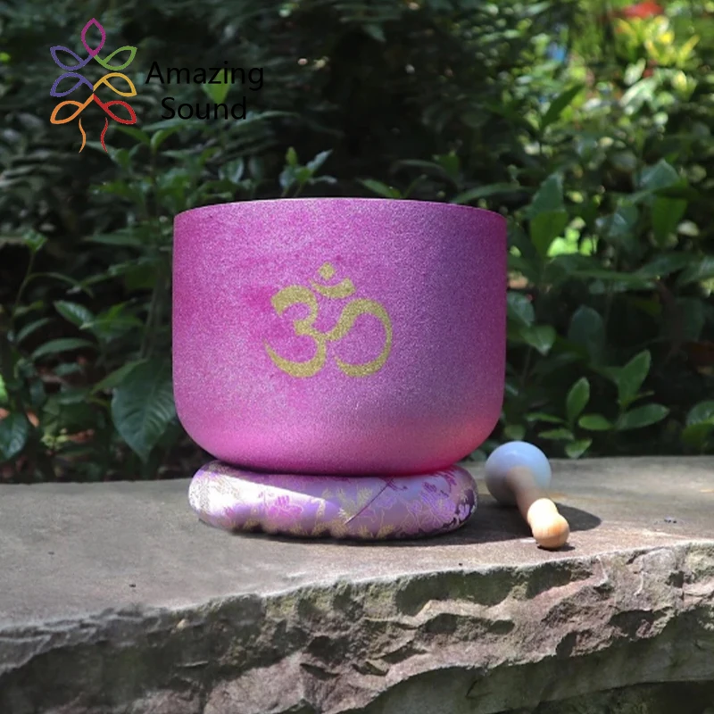 Amazing Sound 432 Hz Om Printed Heart Chakra Crystal Singing Bowl