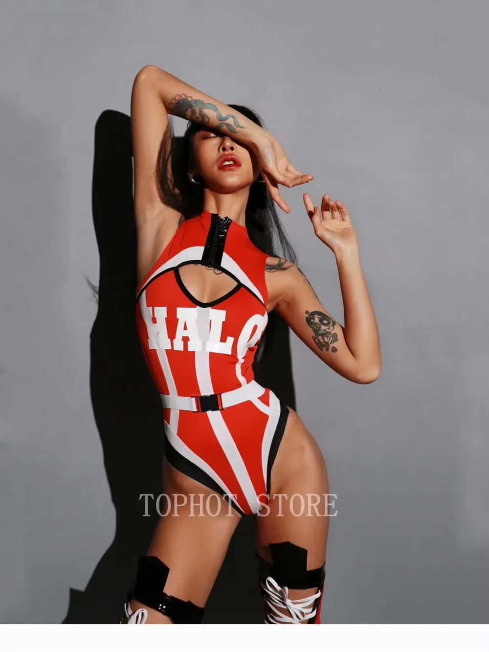 النساء الهيب هوب الجاز ملابس الرقص الأحمر رسالة سترة ارتداءها سحب الملكة زي حفلة الهذيان الزي ملهى ليلي بار عرض المرحلة ارتداء