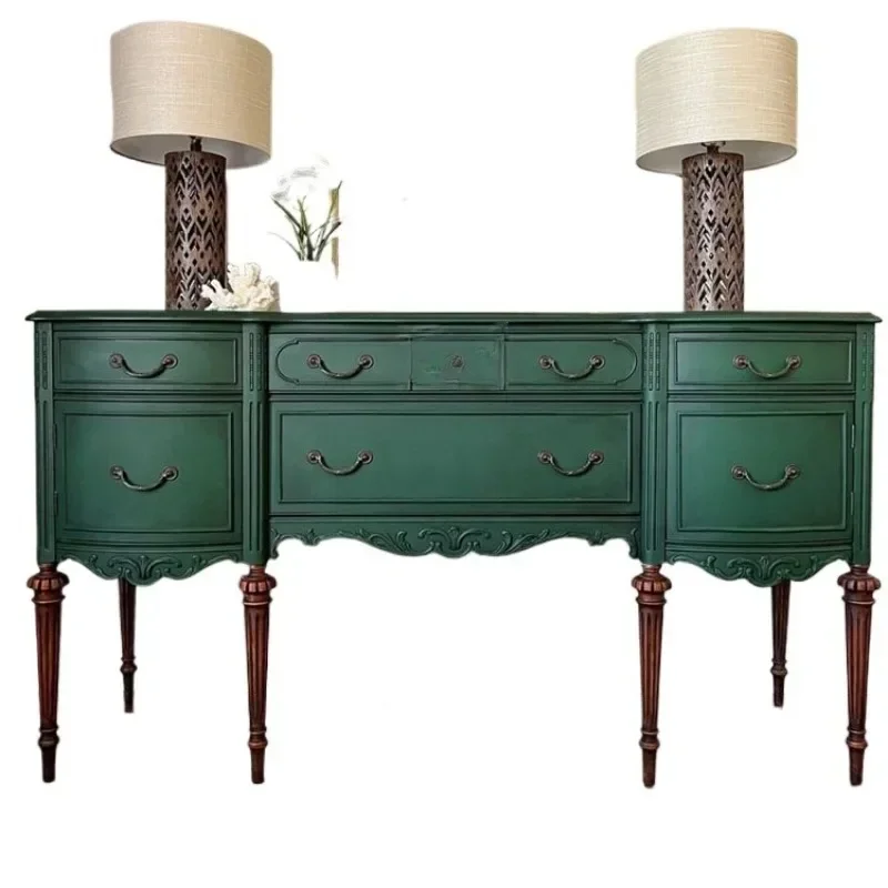 

French retro solid wood porch cabinet, living room partition cabinet, antique entry foyer cabinet, American rural dining