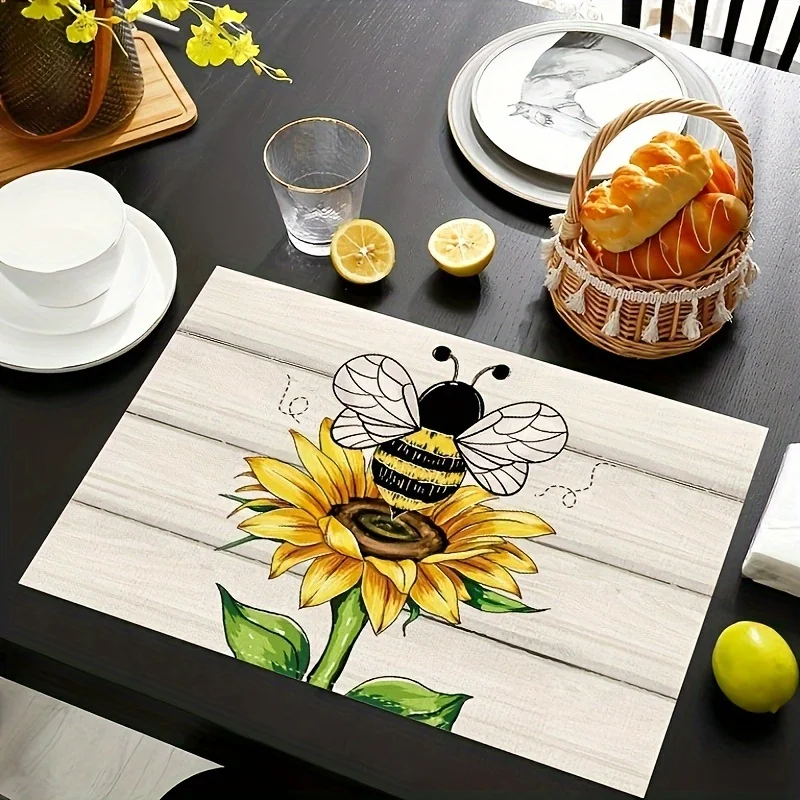 VIKAMA Nordic-Style Sunflower Bee Placemat For Picnics And Family Gatherings, Fresh Country-Style Table Decoration